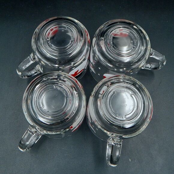 Arcoroc France Glass Snowman W/Broom Dessert Plates Luminarc Mugs Set of 4 - Picture 14 of 14